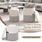Costway Linen Fabric Storage Ottoman Set of 2 Modern Round Ottoman with Storage for Bedroom